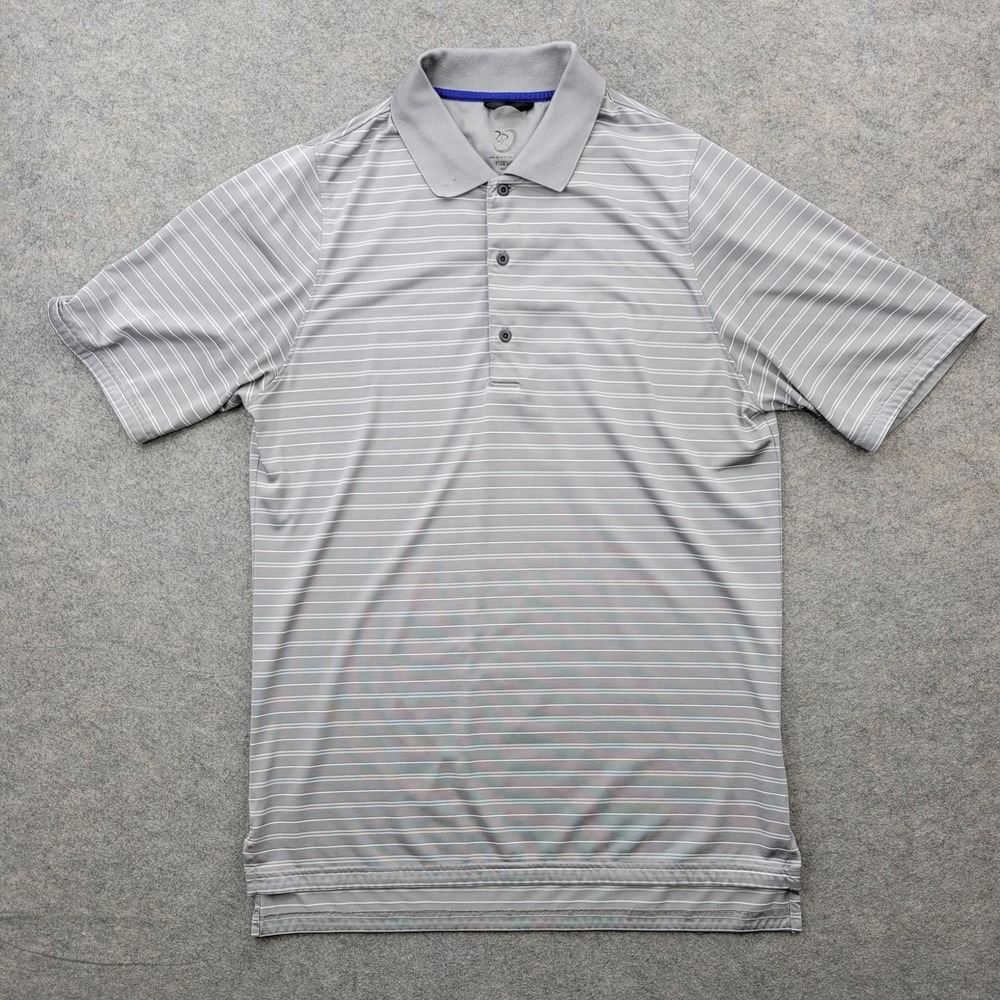 Zero‎ Restriction Polo Shirt Mens Medium Gray Stripe Golf Performance Knit Top